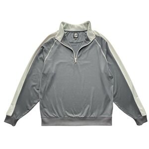 FootJoy Quarter Zip Golf Pullover Mens L Gray White Performance Stretch